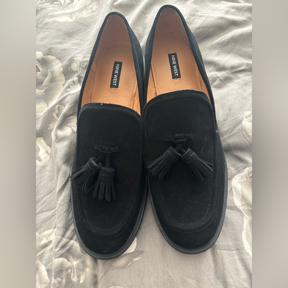 Nine West Suede Black Tassel Loafers - Picture 3 of 9